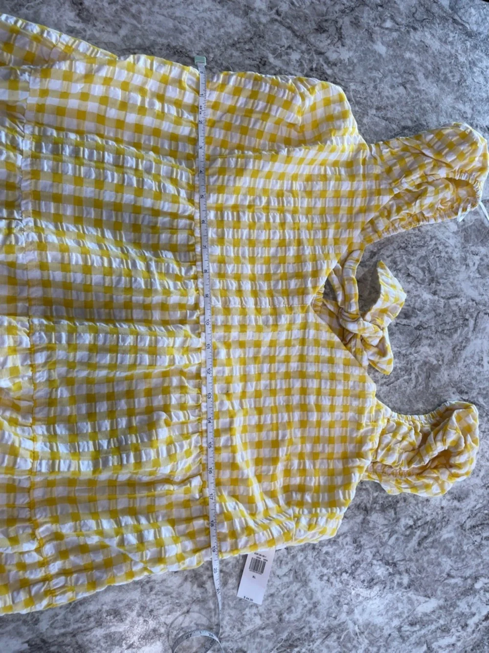 NWT Old Navy Women's Yellow Gingham Fit & Flare Tiered Seersucker Maxi Dress XL - Picture 10 of 10